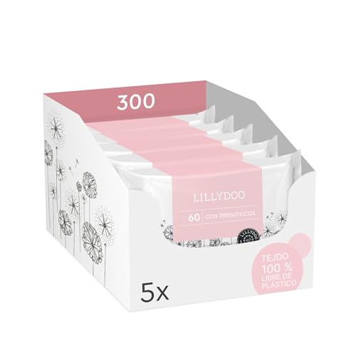 Toallitas Con Prebióticos Lillydoo, 300 Unidades 5x60 , Refuerzan La Barrera Natural De La Piel, Tejido 100 Libre De Plástico, Suaves Y Sin Perfumes, Dermatológicamente Testadas