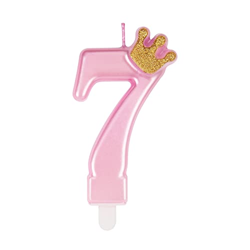 UVTQSSP 9 cm rosa cumpleaños velas con número de cumpleaños para decoración para fiestas, bodas, aniversarios, celebraciones, número 7 Cover