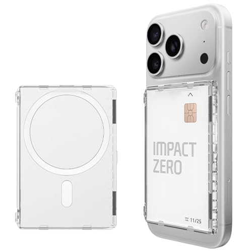 Miimall Compatible avec Mag-Safe Transparent Portefeuille pour iPhone 17 Pro Max, 2 Cartes, Ultra-Fine Chic Porte Cartes Magnétique pour iPhone 17 16 15 Séries/Google Pixel 10 9 Séries avec Support