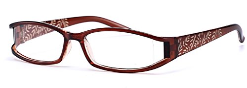 4sold Feuilles Slim Mosaic Lunettes de Lecture/de vue 0.00-0.50, 0.75, 1.00, 1.50, verre transparent (Brown, 0.50)