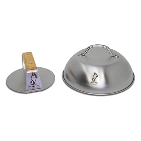 The Sasquash Burger Press Smashed Burger Griddle Tool Combo Kit (Grill Press + Dome) Cover