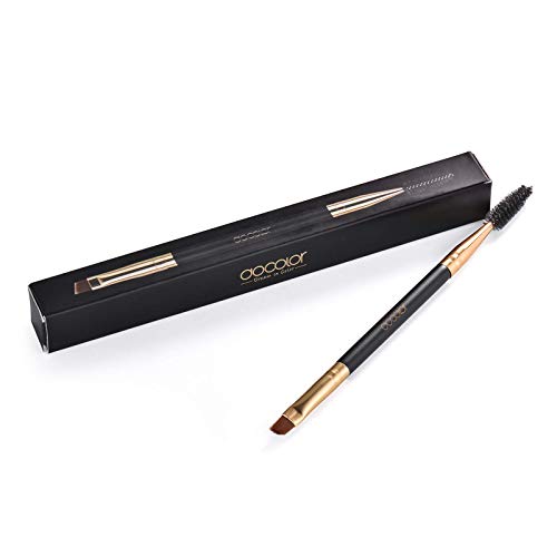 Duo Eyebrow Brush, Docolor Eye Makeup Brushes Professional Tool, Angled Eye Brow Brush and Spoolie Brush (black)