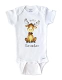 Hello Handmade - Hello I'm new here. baby Moose - cute onesie birth announcement Shower gift (White, 0-3 months)