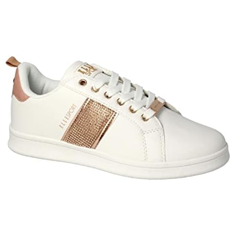 Eye Footwear Women's ELLE Sport by Eye White & Rose Gold Embellished Trainers Elle 4 (White/Rose Gold, Numeric_6) Cover