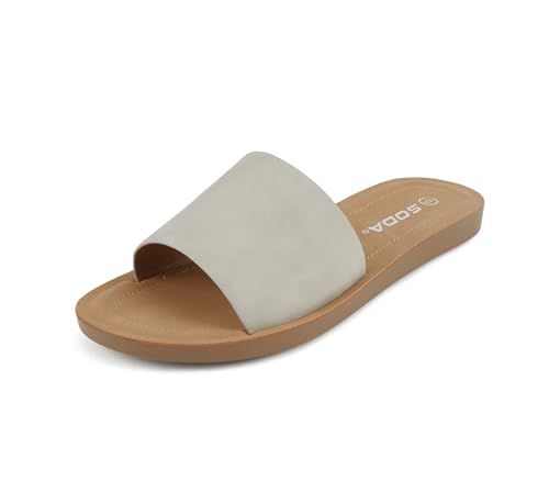 Image of Soda Shoes Efron-S Women Flip Flops Basic Plain Slippers Slip On Sandals Slides Casual Peep Toe Beach
