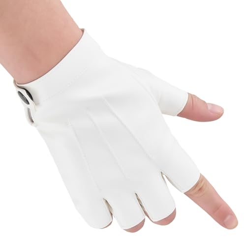 CALFOVERA 1 Pair PU Leather Half Finger Gloves Fingerless Driving Punk Men Mittens Steampunk Gothic Retro Leather Palm Motorcycle Hand Gloves for Women Men Performance Costume Cosplay Bike