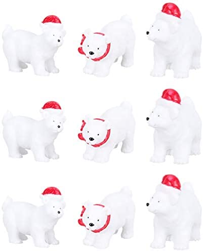 Figurines Ours Polaire En Résine - Lot De 9 Mini Décorations De Noël, Mignonnes Et Festives