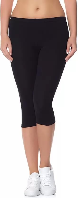 Buddhoo Cotton Capri, Combo Leggings for Girls & Women's | Slim Fit Capri Leggings | Breathable Fabric Activewear for Workout & Running | Pack of 1 (Black - XL)-picture-40
