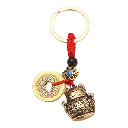 Gorise Llavero De Gato De La Suerte - Moneda Feng Shui, Aleación