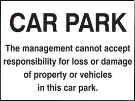 Letrero, aviso de responsabilidad de Car Park, RP, señales de protección personal, seguridad del sitio, paquete de 1 pieza - 17592Q