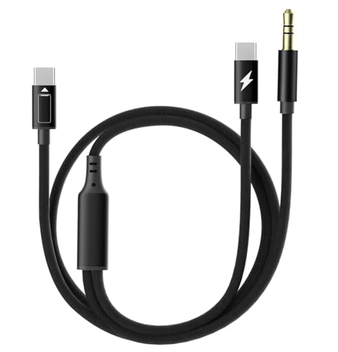 IVSHOWCO Cable USB C a USB C PD60W, USB tipo C a audio de 3,5 mm + cable de carga rápida, conector auxiliar para auriculares de 3,5 mm, cable trenzado de nailon para iPhone 15 Pro Max/Plus iPad Galaxy