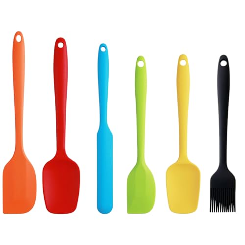 GreenMingle Silicone Spatula [6 PCS] High Heat Resistant Non-Stick Rubber Spatulas Set, Food Grade Baking Spatulas & Oil Brush Kitchen Utensils for Baking, Cooking and Mixing