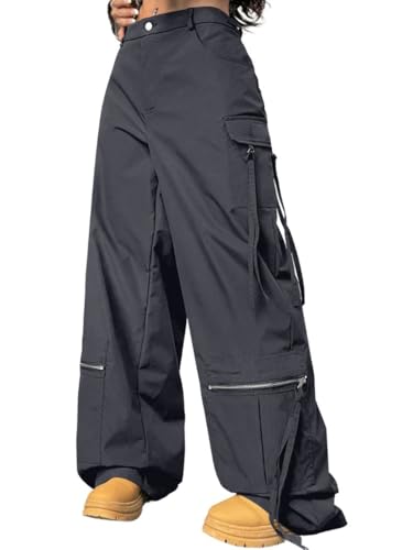 Image of GRECIILOOKS Cargo Pants for Woman | Trousers for Womans |High Waist Cotton Trouser Flared Parachute Pants with Side Pockets |Womens Cargo Pant | Elegant for College & Events (Available in Plus Size)
