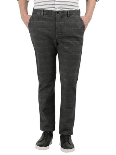 Image of Tommy Hilfiger Straight-Fit Checks Mid Rise Trouser