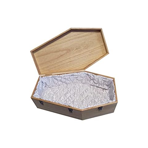 XL Wooden Pet Coffin with Satin Lining Cover