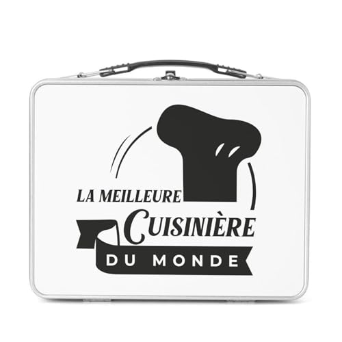 Lunch Box Métal Argenté pour Sandwich et Snack - La Meilleure Cuisiniere du Monde Maman Famille Cuisine Chef Restaurant - Boîte à Goûter Aluminium Gamelle...