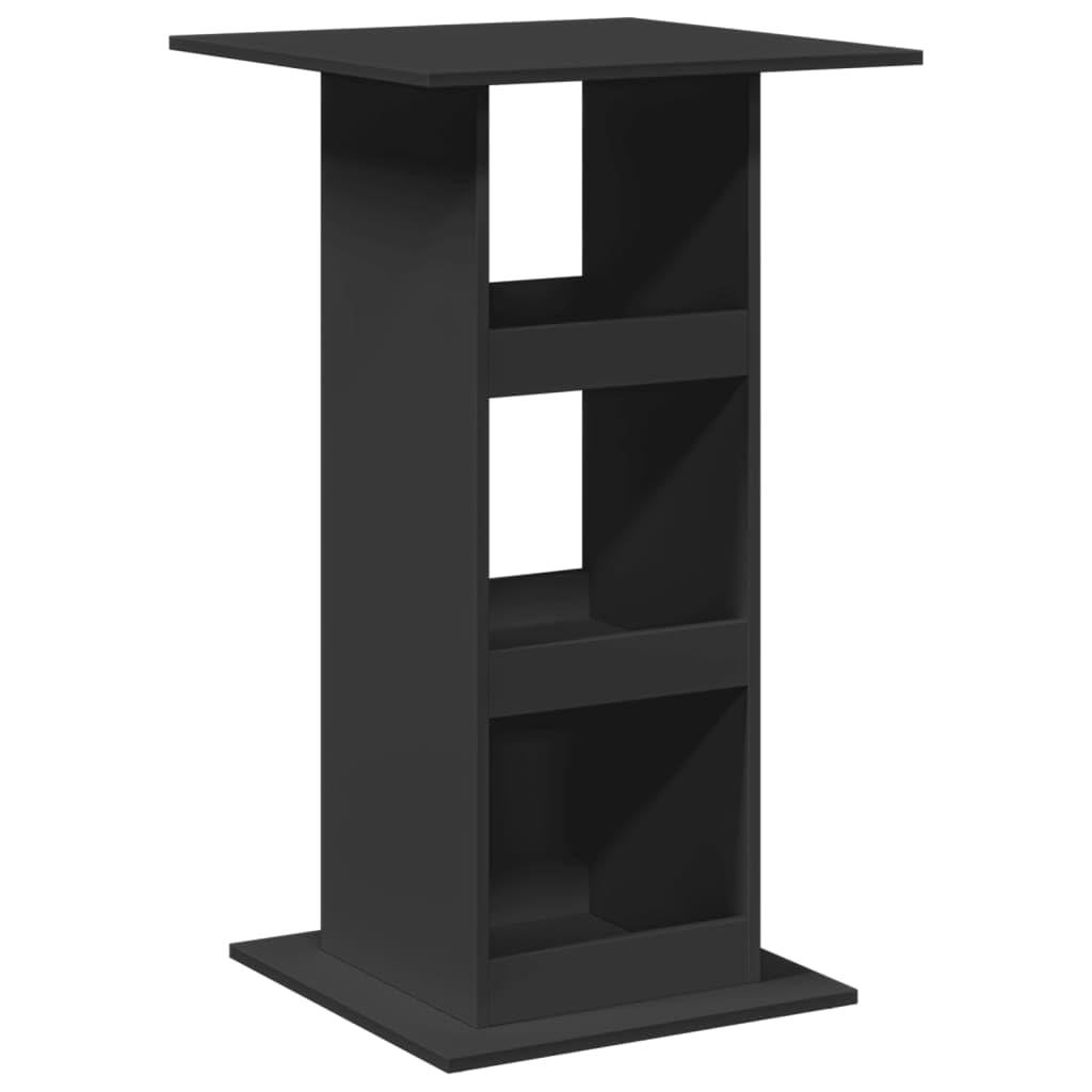 Table de bar stable en bois noir compacte de 60 cm avec étagères latérales pratiques