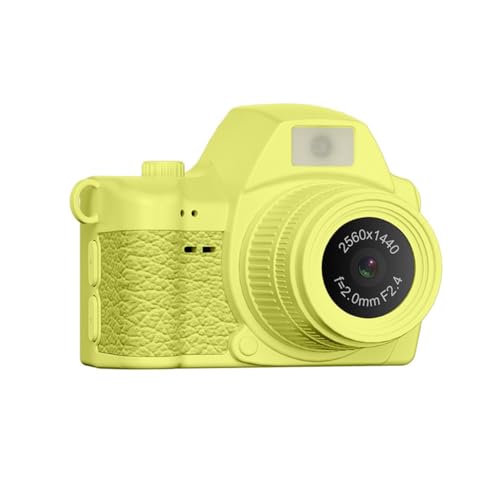 Caméra mini thumb numérique 2K jaune avec porte-clés et cordon de cou