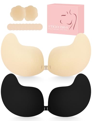 Klebe BH Push up Trägerloser Rückenfreier BH ohne Träger Klebe-BHS große Brust Sticky Unsichtbarer Strapless Bra Super Push up BH für Damen kleine Brüste trägerlos BH Brautkleid Rückenfreies Kleid