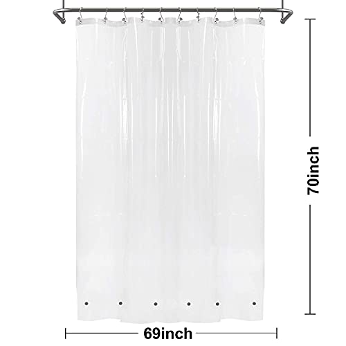 Image of Barossa Design Plastic Shower Curtain Liner 69 inch x 70 inch with 6 Magnets - Waterproof PEVA Shower Liner for Standard Size Bathroom, PVC Free, Metal Grommets - Clear, 69X70