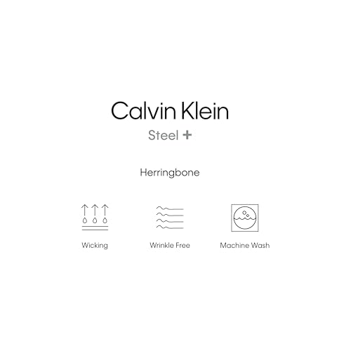 Calvin Klein Men's Dress Shirt Slim Fit Non Iron Herringbone Spread Collar Black - image 5