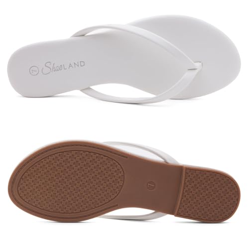 Image of Shoe Land Thong Flip Flops for Women, Memory Foam Flat Sandals, Lightweight Summer Slides, Non Slip Comfort Sandals for Beach, Travel and Everyday Wear