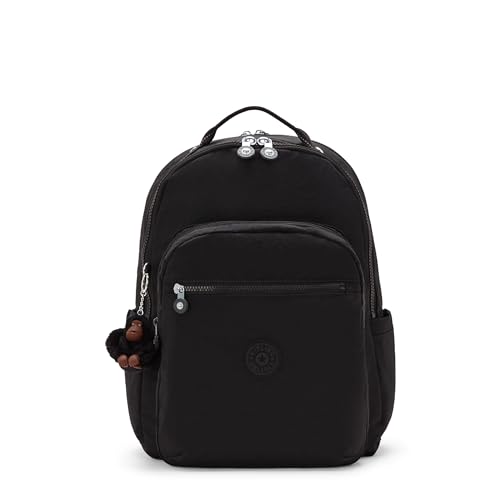 Kipling Mochila unissex Seoul Lap com compartimento para laptop grande preto verdadeiro I4275-J99, Preto verdadeiro, L