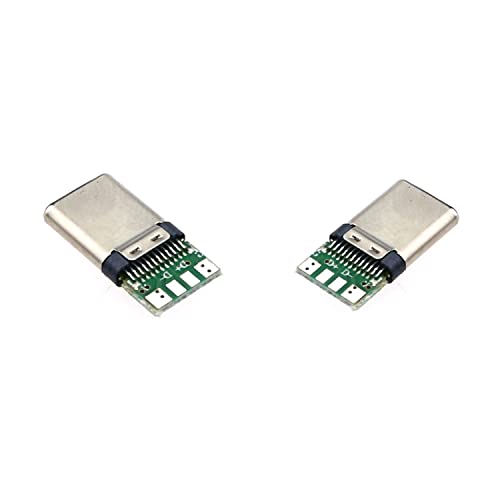 20 Piezas Conector USB 3.1 Tipo C Macho con PCB 24 Pines miniatura 3
