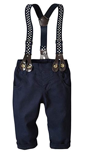 Toddler Dress Suit Baby Boys Clothes Sets Bowtie Shirts + Suspenders Pants 3pcs Gentleman Outfits Suits 6 Month - 6 Years (Beige-1 5T) - Thumbnail 5