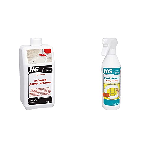 Image of HG 435100106 Extreme Power Cleaner 1L - Professional and Powerful Tile Cleaner - Grease and Dirt Remover & 591050106 Ready-to-use 500 ml Removes Stubborn Dirt from Grout Between Wall and Floor Tiles
