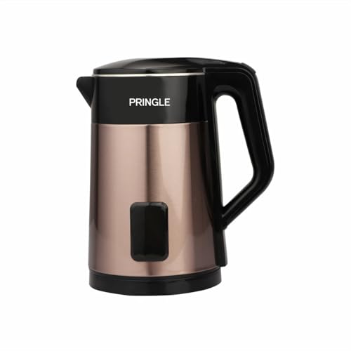 Image of Pringle Aqua Double Wall Electric Kettle 2L 1500W | Stainless Steel Inner | Boil Dry Protection & Auto Shut-Off | 360 Cordless Base | Inbuilt SS Filter | Concealed Heating Element - Copper