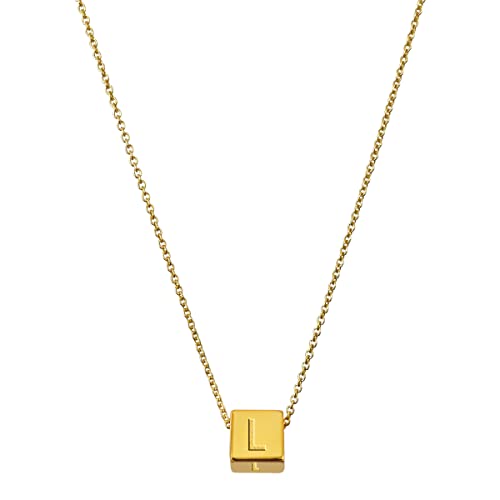 Cube Initial Necklace | Cube Necklace With 18” Cable Chain | Women's Jewelry | Jewelry Gifts For Women | Handmade Jewelry Made In The USA (A-Z)