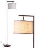 EDISHINE Lámpara de Pie Minimalista con Pantalla de Lino Beige, Bombilla Incluida, Pantalla Ajustable, Casquillo E27, 160cm Lámpara de Arco Moreno para Dormitorio, Salón, Oficina