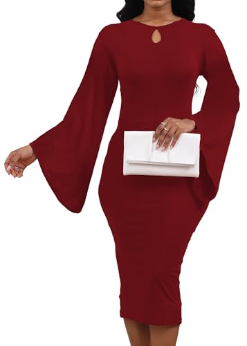 Image of SeNight Women's Elegant Dress Bodycon Work Business Pencil Dresses
