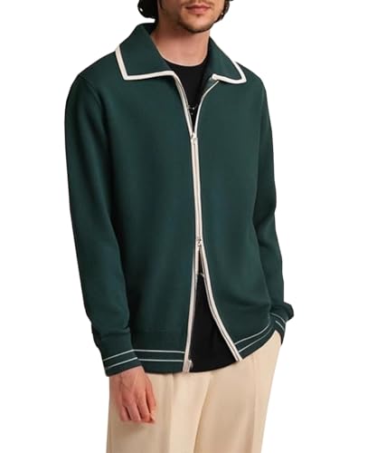 Men's Lightweight Cardigan Sweaters Slim Fit Full Zip Up Lapel Casual Solid Color Knitted Cardigans Sweater