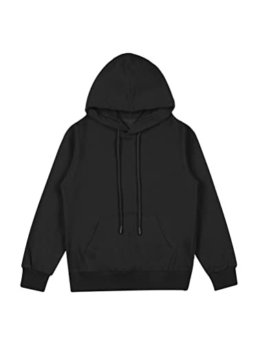 Aislor Kids Boys Girls Long Sleeve Fleece Hoodie Sweatshirt Drawstring Athletic Pullover Top Outwear With Pockets Black 7-8 Years #TOP2