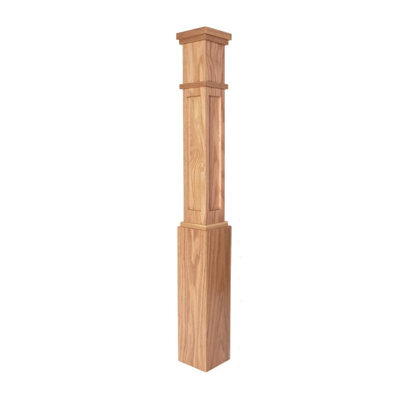 Red Oak/Poplar Modern Style Contemporary Wooden Newel Post for Interior Stair Railings (6.25" Base, Red Oak)