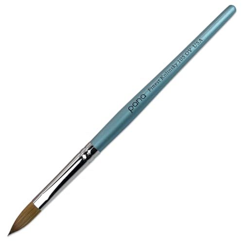 pana USA Acrylic Nail Brush100% Pure Kolinsky Hair New Teal Wood Handle with Silver Ferrule Oval Crimped Shaped Style (Size # 10)
