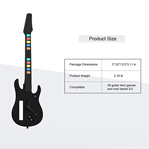 Doyo Wii Guitar Hero, Wireless Guitar Hero Controller For Guitar Hero Wii And Rock Band 2 Wii U Games (Excluding Rock Band 1) With Strap, Color Black #TOP7