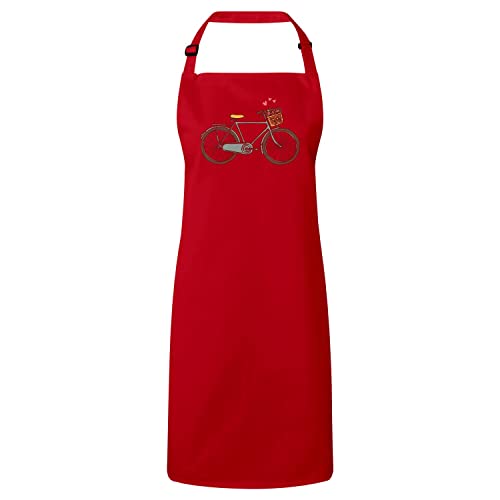 Tablier cuisine rouge motif vélo mignon le cadeau parfait pour les passionnés d'art culinaire