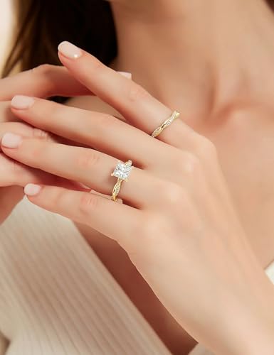Image of Mameloly 2ct Wedding Band for Women Princess Cut Bridal Ring Sets Cubic Zirconia Promise Engagement Rings Twisting Infinity Pave Set Size 4-12