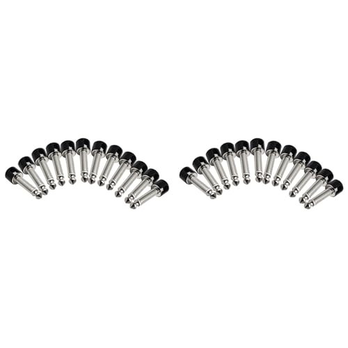 Prise sans soudure 6.35 mono pour câble effet guitare DIY, lot de 24 connecteurs chrome noir
