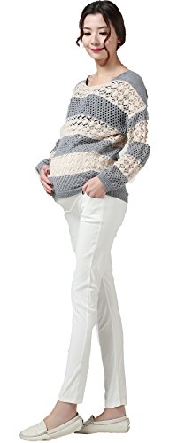 Pantalon spécial grossesse blanc taille unique vêtement de maternité femme or doré extensible