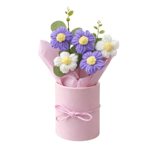 Image of VCR Handmade Light Purple Crochet Bouquet- Pack of 1 - Hand Woven Knitted Artificial Hand Knitted Bouquet Flower for Office Desk, Table, Car, Bedroom, Wedding & Special Occasions