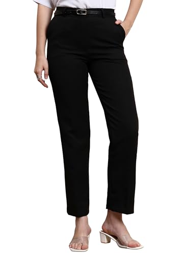 Image of FRAULEIN Women Formal Trousers | Slim Fit Office Pants | Ankle Length Work Pants | Business Casual Corporate Wear