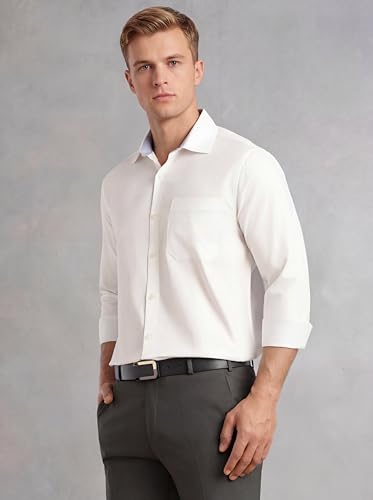 Image of Thomas Scott Men's Regular Fit Formal Shirt | 100% Cotton Long Sleeves | Spread Collar with Contrast Fabric (Available in Plus Size)
