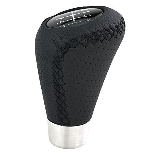 Lunsom 6 Speed Shift Knob Manual Stick Shifter Handle Leather Gear Lever Head Car Accessories Fit Most Vehicle (Black Suture) #TOP6