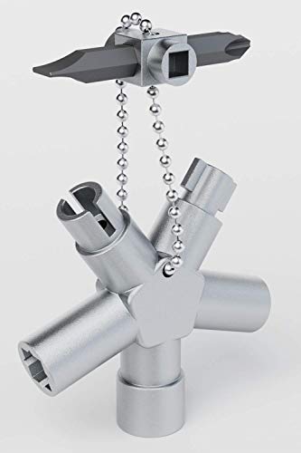 ABSINA Universalschlüssel mit 7 Profile - Dreikantschlüssel Vierkantschlüssel Schaltschrankschlüssel Vierkant Dreikant Bauschlüssel - Universal Schlüssel für gängige Schränke & Absperrsysteme