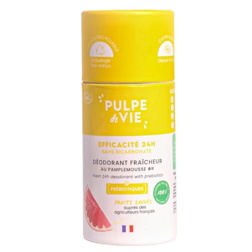 Pulpe de Vie - Déodorant Certifié BIO Wonder Bras 55g - Anti-gaspi ! Pamplemousse - Protection Naturelle - Sans Produits Toxiques - Zéro Déchet