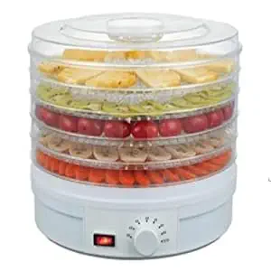 CREDSY Food Dehydrator, Preserver, Jerky Maker Plastic Electric Countertop Food Dehydrator 5 Tier Countertop Dry Food and Fruits Saver Machine White